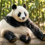 Bai Yun Giant Panda Life Story – Famous Panda Profile & Complete Breed Guide Bai Yun panda resting among bamboo in a San Diego Zoo enclosure