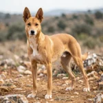 Cirneco dell'Etna – Temperament, Physical Traits, Training & Complete Care Guide An adult Cirneco dell'Etna standing alert on rocky ground in natural daylight.