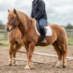 Connemara Pony – Versatile Irish Treasure & Complete Breed Guide A Connemara pony with a rider preparing to jump in an outdoor training arena.