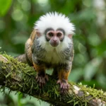 Cotton-Top Tamarin – Breed Overview & Complete Care Guide Cotton-Top Tamarin perched on a branch in a humid rainforest with a prominent white crest