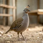 Crested Francolin – Temperament, Training Tips, And Complete Care Guide A calm Crested Francolin standing in a home enclosure with its crest visible and a relaxed posture.