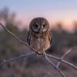 Elf Owl – World's Smallest Owl & Complete Care Guide Close up of a small Elf Owl perched on a branch at dusk in a desert habitat