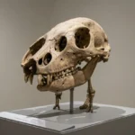 Ailuropoda Wulingshanensis – Extinct Panda Species From The Wuling Mountains & Complete Paleontology Guide Fossil skull cast of Ailuropoda wulingshanensis on a museum display