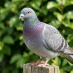 Gimpel Pigeon – A Rare German Fancy Breed & Complete Care Guide Close-up of a Gimpel pigeon with unique rounded head and short beak perched on a wooden post.