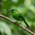Green Thorntail – A Spiky-Tailed Hummer Profile & Complete Breed Guide Close up of a Green Thorntail hummingbird perched on a branch in a lush Central American forest