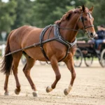 Hackney Horse – High Stepping Action, Temperament, Training & Complete Care Guide A Hackney horse trotting in driving harness with high knee action on an outdoor arena.