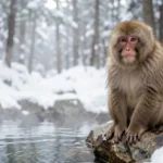 Japanese Macaque Care Guide and Breed Information Japanese macaque by a hot spring in a snowy forest