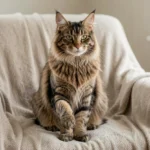 Maine Coon Cat – Gentle Giant Traits, Size, Temperament And Complete Care Guide A large Maine Coon cat sitting on an armchair in a bright living room, showing long fur and tufted ears.