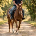 Missouri Fox Trotter – Smooth Gaited Trail Horse Traits, Temperament & Complete Care Guide A Missouri Fox Trotter horse moving smoothly at a fox trot on a dirt trail with a rider aboard.