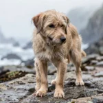Norwegian Lundehund – Six-Toed Traits, Neck Flexibility & Complete Breed Guide Norwegian Lundehund standing on a rocky coastal path with its neck extended and front paws showing extra toes in natural daylight.