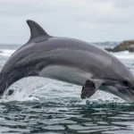 Peale's Dolphin – South America Coastal Traits, Behavior & Full Care Guide A Peale's Dolphin surfaces in coastal waters near the Falkland Islands with droplets falling into the sea.
