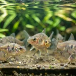 Adult platy fish with bright coloration swimming in a planted aquarium.