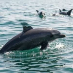 Pygmy Killer Whale – Facts, Behavior, Habitat & Complete Study Guide A pygmy killer whale surfaces in a tropical ocean with its dorsal fin and part of the head visible while other individuals swim nearby.