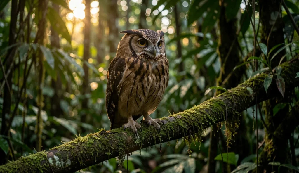 Adult Rufous Owl perched in a northern Australian rainforest