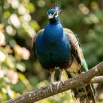Rust Peafowl – Rich Rust Color & Complete Breed Guide Close up of a Rust Peafowl showing deep rust brown plumage perched on a branch in a sunlit garden.