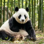 Shin Shin Panda Life Story And Complete Panda Breeds Guide Shin Shin panda resting in a bamboo enclosure at Ueno Zoo, Tokyo, Japan