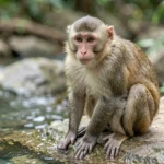 Talapoin Monkey – Smallest Old World Monkey, Aquatic Adaptations & Complete Breed Guide Talapoin Monkey perched beside a stream in a natural enclosure.