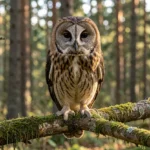 Ural Owl – Silent Hunter of Northern Forests & Complete Bird Guide Close-up portrait of a Ural Owl perched in a northern forest