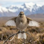 White-Tailed Hillstar perched in the high Andes with white tail feathers visible