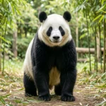 Yuan Zi Panda – Life Story & Complete Panda Breed Guide Portrait of Yuan Zi the male giant panda in a bamboo-filled enclosure at Beauval Zoo
